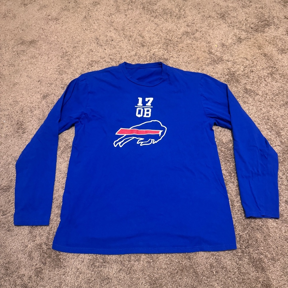 Buffalo Bills Josh Allen Shirt Adult Large Blue Pullover Long Sleeve NFL Logo